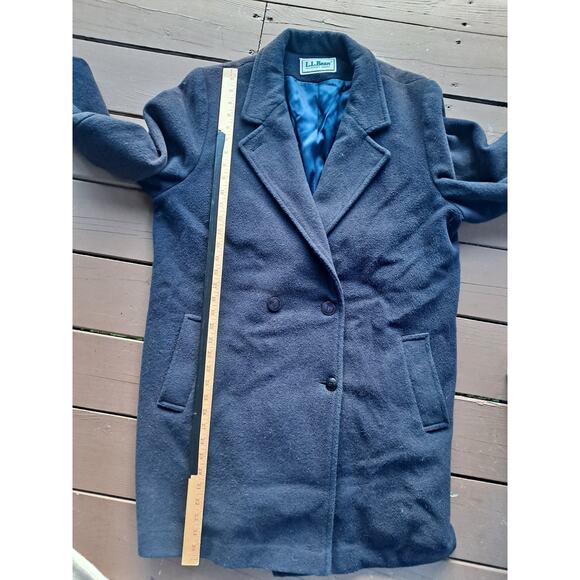 VTG 90s L.L. Bean Dark Blue Wool Pea Coat Adult L Double Breasted USA Made - Picture 5 of 6